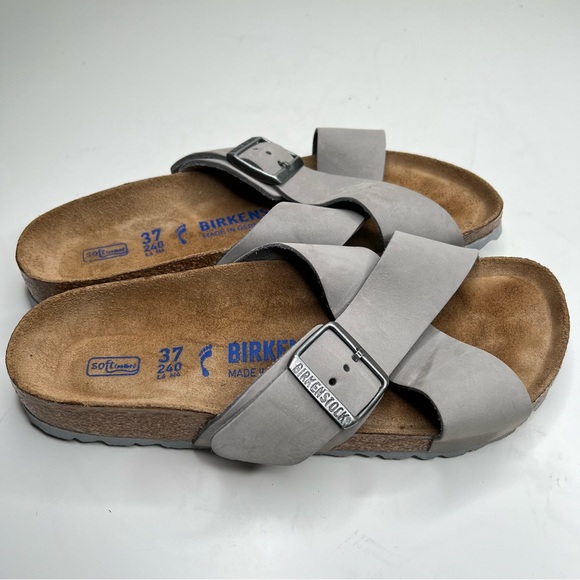 BIRKENSTOCK Siena Soft Footbed Nubuck Leather Dove Gray Size 37 EU 6 - 6.5 US - Picture 5 of 15